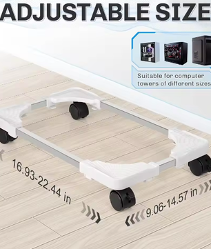 Verstelbare PC Torenstandaard met Wielen – Mobiele CPU Houder voor Onder Bureau