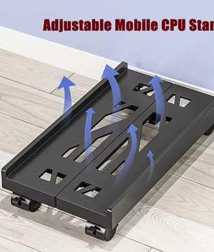 Verstelbare PC Torenstandaard met Wielen – Mobiele CPU Houder voor Onder Bureau