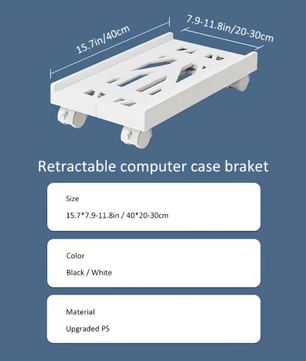 Verstelbare PC Torenstandaard met Wielen – Mobiele CPU Houder voor Onder Bureau