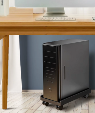 Verstelbare PC Torenstandaard met Wielen – Mobiele CPU Houder voor Onder Bureau