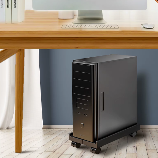 Verstelbare PC Torenstandaard met Wielen – Mobiele CPU Houder voor Onder Bureau