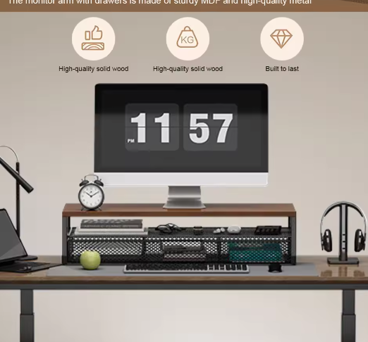 2-Laags Monitor Standaard met Lade – Bureau Organizer en Computer Verhoger