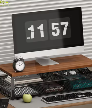 2-Laags Monitor Standaard met Lade – Bureau Organizer en Computer Verhoger