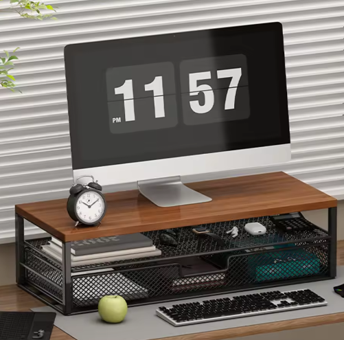 2-Laags Monitor Standaard met Lade – Bureau Organizer en Computer Verhoger