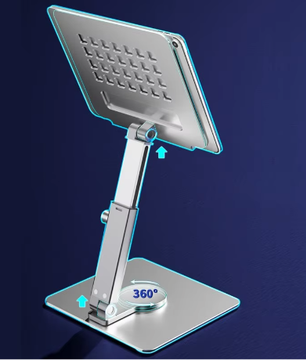 360° Roterende Aluminium Tabletstandaard – Opvouwbaar en Verstelbaar Bureauhouder