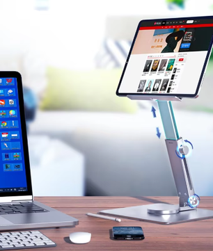 360° Roterende Aluminium Tabletstandaard – Opvouwbaar en Verstelbaar Bureauhouder