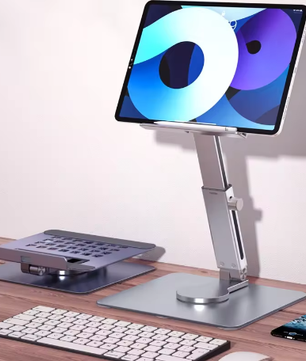 360° Roterende Aluminium Tabletstandaard – Opvouwbaar en Verstelbaar Bureauhouder