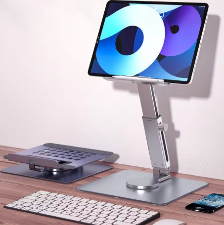 360° Roterende Aluminium Tabletstandaard – Opvouwbaar en Verstelbaar Bureauhouder