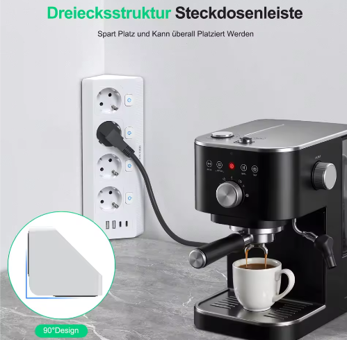 Desktop Stekkerdoos met USB en Individuele Schakelaars – 2 m Verlengsnoer