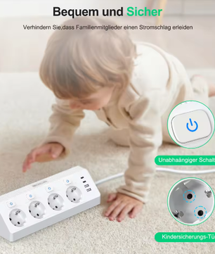 Desktop Stekkerdoos met USB en Individuele Schakelaars – 2 m Verlengsnoer