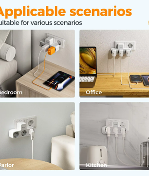 3-voudige Wandstekkerdoos met Overbelastingsbeveiliging Compact