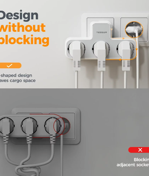 3-voudige Wandstekkerdoos met Overbelastingsbeveiliging Compact