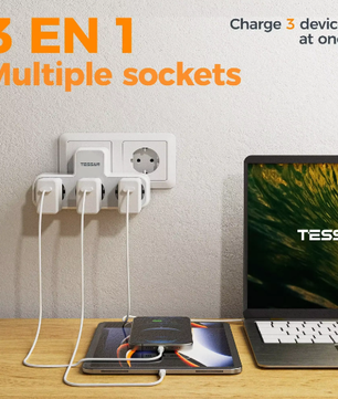 3-voudige Wandstekkerdoos met Overbelastingsbeveiliging Compact