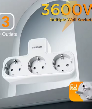 3-voudige Wandstekkerdoos met Overbelastingsbeveiliging Compact
