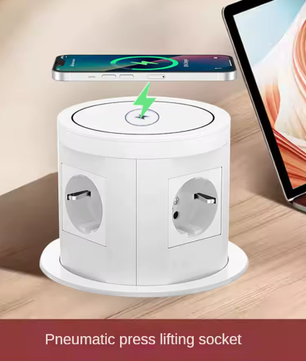 Pop-up Inbouw Stopcontact met USB, Type-C en Draadloos Opladen