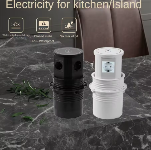 Pop-up Inbouw Stopcontact met USB, Type-C en Draadloos Opladen