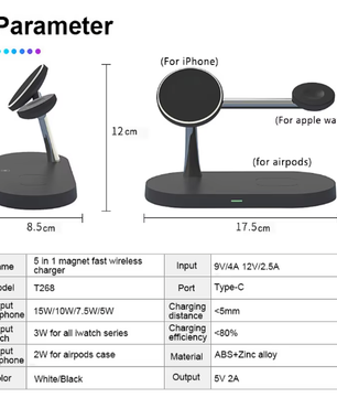 3-in-1 Draadloze Opladerstandaard Magnetisch Snellaadstation