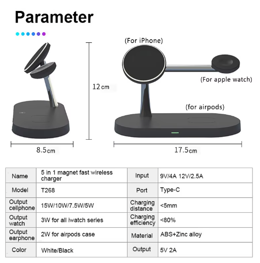 3-in-1 Draadloze Opladerstandaard Magnetisch Snellaadstation