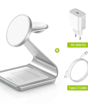 3-in-1 Magnetische Draadloze Oplader 30W – Oplaadstation voor Smartphone, Smartwatch en Draadloze Oordopjes