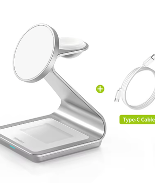 3-in-1 Magnetische Draadloze Oplader 30W – Oplaadstation voor Smartphone, Smartwatch en Draadloze Oordopjes