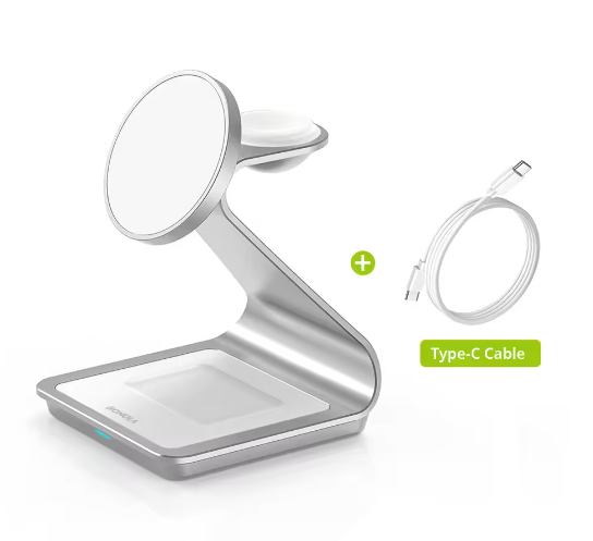 3-in-1 Magnetische Draadloze Oplader 30W – Oplaadstation voor Smartphone, Smartwatch en Draadloze Oordopjes