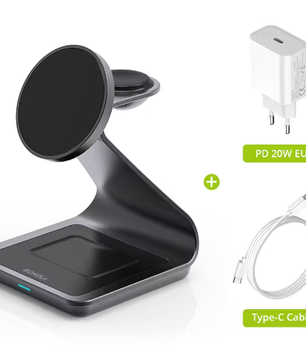 3-in-1 Magnetische Draadloze Oplader 30W – Oplaadstation voor Smartphone, Smartwatch en Draadloze Oordopjes