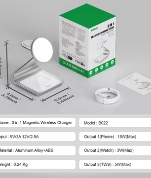 3-in-1 Magnetische Draadloze Oplader 30W – Oplaadstation voor Smartphone, Smartwatch en Draadloze Oordopjes