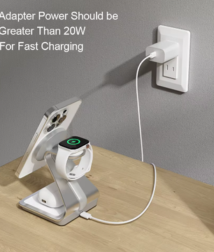 3-in-1 Magnetische Draadloze Oplader 30W – Oplaadstation voor Smartphone, Smartwatch en Draadloze Oordopjes