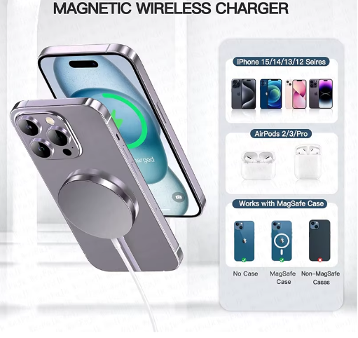 Magnetische Draadloze Oplader met Type-C – Snelladende Laadpad voor Smartphone