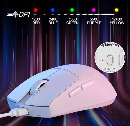 Ultralichte Bedrade Gaming Muis met 12.400 DPI – Optische Precisie en Programmeerbare Knoppen