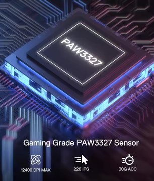 Ultralichte Bedrade Gaming Muis met 12.400 DPI – Optische Precisie en Programmeerbare Knoppen