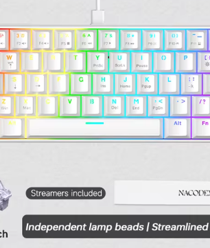 60% Mechanisch Gaming Toetsenbord met RGB – Compact 61 Toetsen Hot-Swappable Mini Design