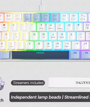 60% Mechanisch Gaming Toetsenbord met RGB – Compact 61 Toetsen Hot-Swappable Mini Design