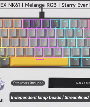 60% Mechanisch Gaming Toetsenbord met RGB – Compact 61 Toetsen Hot-Swappable Mini Design