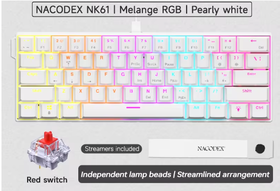 60% Mechanisch Gaming Toetsenbord met RGB – Compact 61 Toetsen Hot-Swappable Mini Design