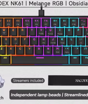 60% Mechanisch Gaming Toetsenbord met RGB – Compact 61 Toetsen Hot-Swappable Mini Design