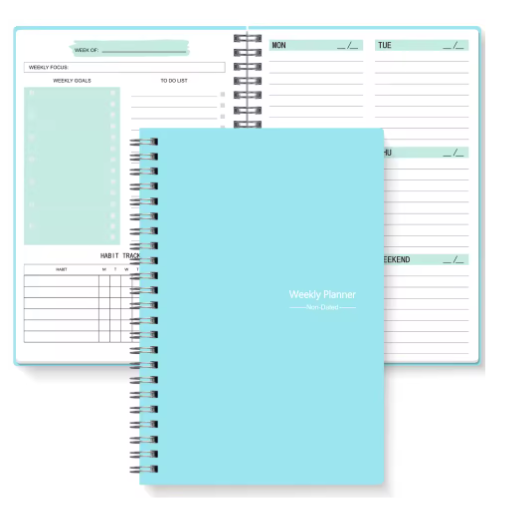 Ongedateerde A5 Spiraal Weekplanner Notebook – Compacte Agenda voor Studie, Werk en Dagelijkse Planning