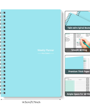 Ongedateerde A5 Spiraal Weekplanner Notebook – Compacte Agenda voor Studie, Werk en Dagelijkse Planning