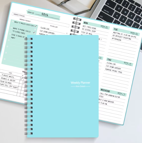 Ongedateerde A5 Spiraal Weekplanner Notebook – Compacte Agenda voor Studie, Werk en Dagelijkse Planning