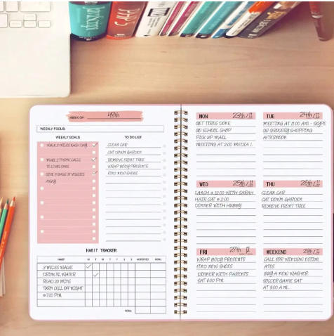 Ongedateerde A5 Spiraal Weekplanner Notebook – Compacte Agenda voor Studie, Werk en Dagelijkse Planning