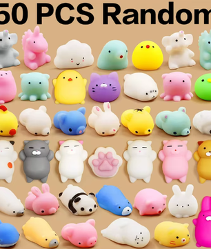 50-5 Stuks Mochi Squishies Kawaii Dieren – Antistress Squeeze Speelgoed 3-5 cm