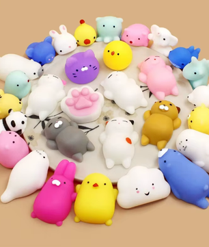 50-5 Stuks Mochi Squishies Kawaii Dieren – Antistress Squeeze Speelgoed 3-5 cm