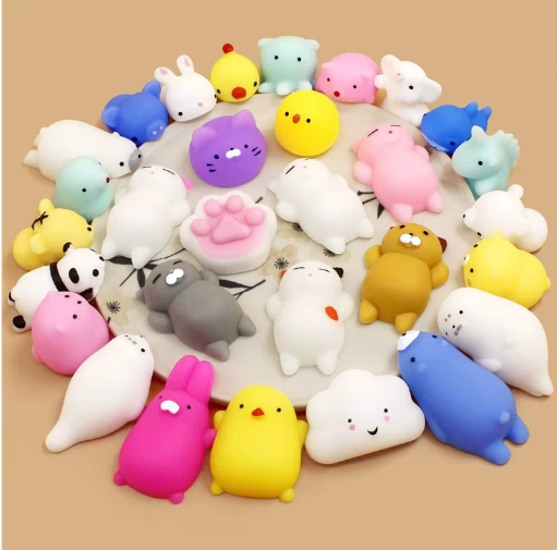 50-5 Stuks Mochi Squishies Kawaii Dieren – Antistress Squeeze Speelgoed 3-5 cm