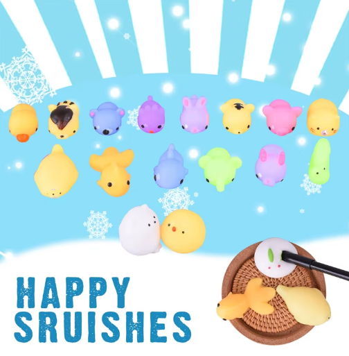 50-5 Stuks Mochi Squishies Kawaii Dieren – Antistress Squeeze Speelgoed 3-5 cm