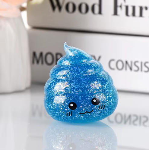 Glitter Squishy Poep Stressbal – Grappige Stretch Knijpbal Fidget Speelgoed 6,5 x 5,5 cm