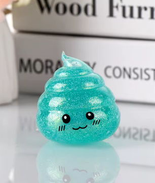 Glitter Squishy Poep Stressbal – Grappige Stretch Knijpbal Fidget Speelgoed 6,5 x 5,5 cm