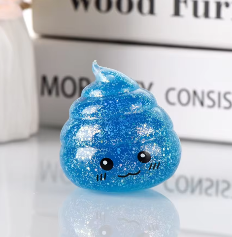 Glitter Squishy Poep Stressbal – Grappige Stretch Knijpbal Fidget Speelgoed 6,5 x 5,5 cm