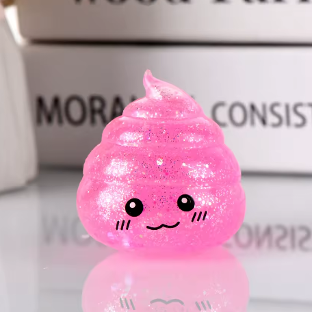 Glitter Squishy Poep Stressbal – Grappige Stretch Knijpbal Fidget Speelgoed 6,5 x 5,5 cm