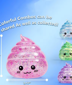 Glitter Squishy Poep Stressbal – Grappige Stretch Knijpbal Fidget Speelgoed 6,5 x 5,5 cm
