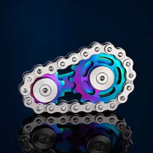 Metalen Chain Gear Fidget Spinner – RVS Hand Spinner EDC Focus en Stress Relief 5,9 x 3,4 x 1,2 cm